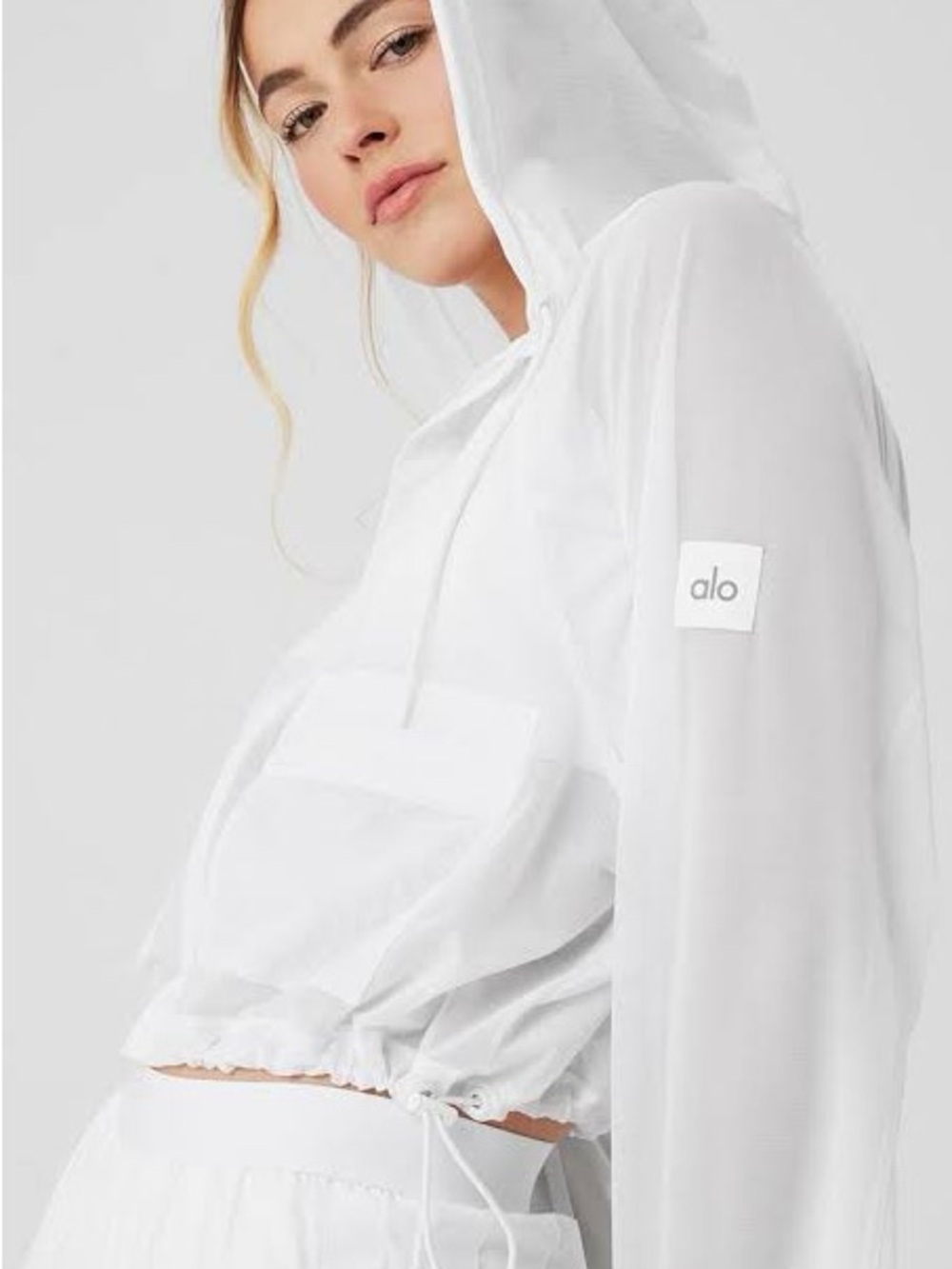 ALO Yoga Mesh Sheer Bliss Cropped Hooded Jacket